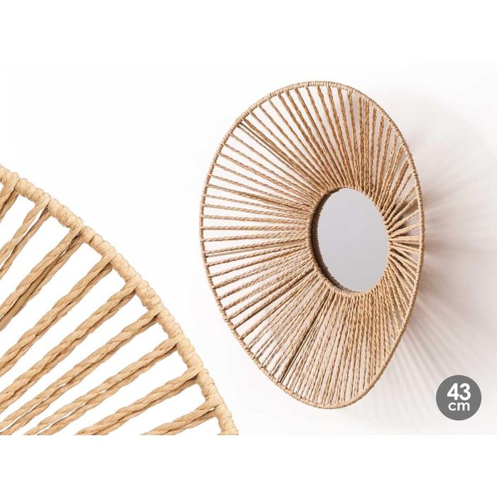 Espejo oval Giftdecor 43 cm con cuerda, vidrio y metal - Natural (4 Unidades) Espejo oval Giftdecor 43 cm con cuerda, vidrio y metal - Natural (4 Unidades)