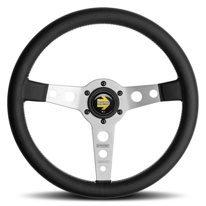 Momo Volante Prototipo Plata 350mm Piel MOM11111525111 Negro