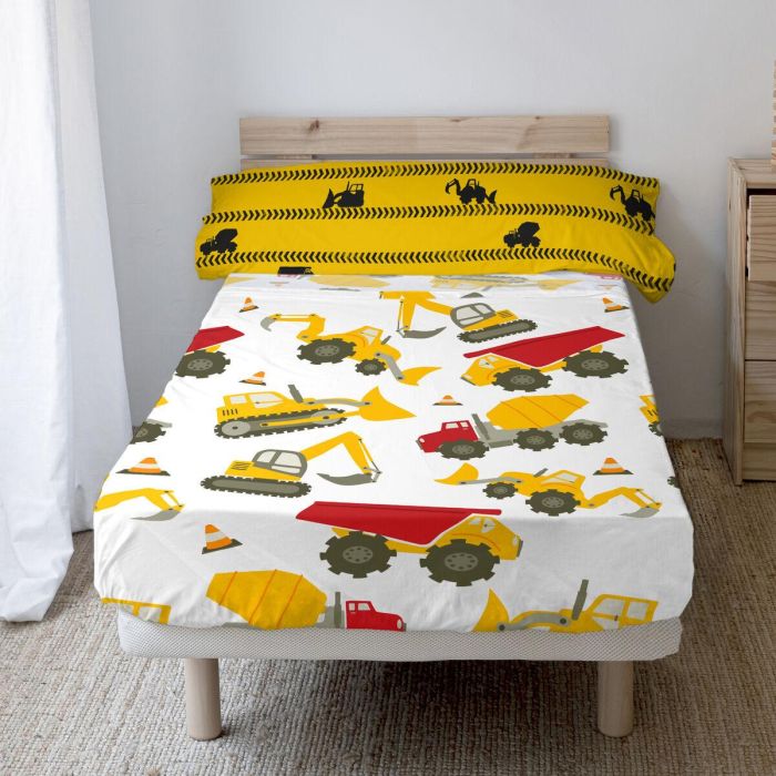 Juego de Sábanas HappyFriday Mr Fox Machinery Multicolor Cama de 105 2 Piezas 5