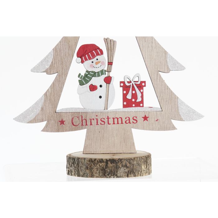 DKD Home Decor Figura Decorativa Árbol de Navidad Tradicional MDF Colores Rojo y Natural 21x8x31.5 cm (Pack 6 Unidades) 2