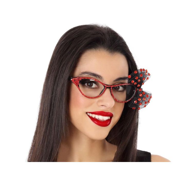 Gafas Carnaval Con Lazo Rojo Mujer Adulto