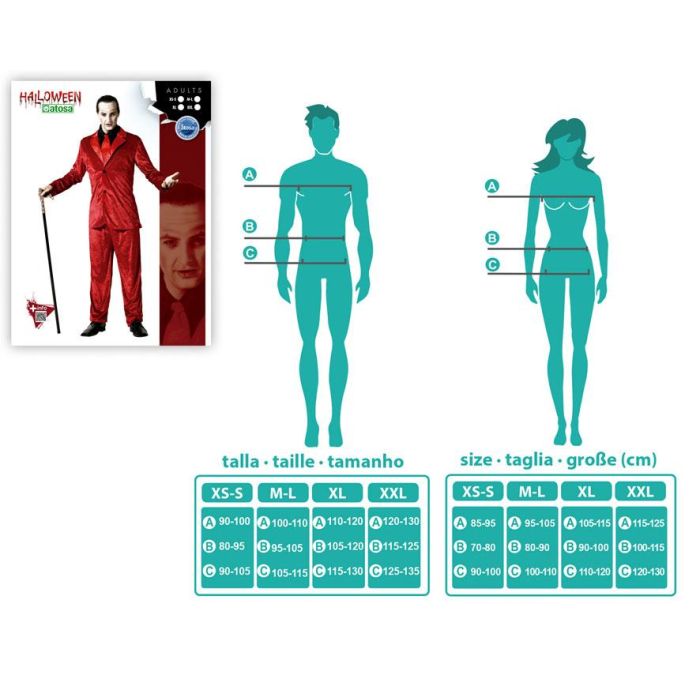 Disfraz Vampiro Traje Rojo Con Corbata Hombre Adulto XL 3 Disfraz Vampiro Traje Rojo Con Corbata Hombre Adulto XL 3