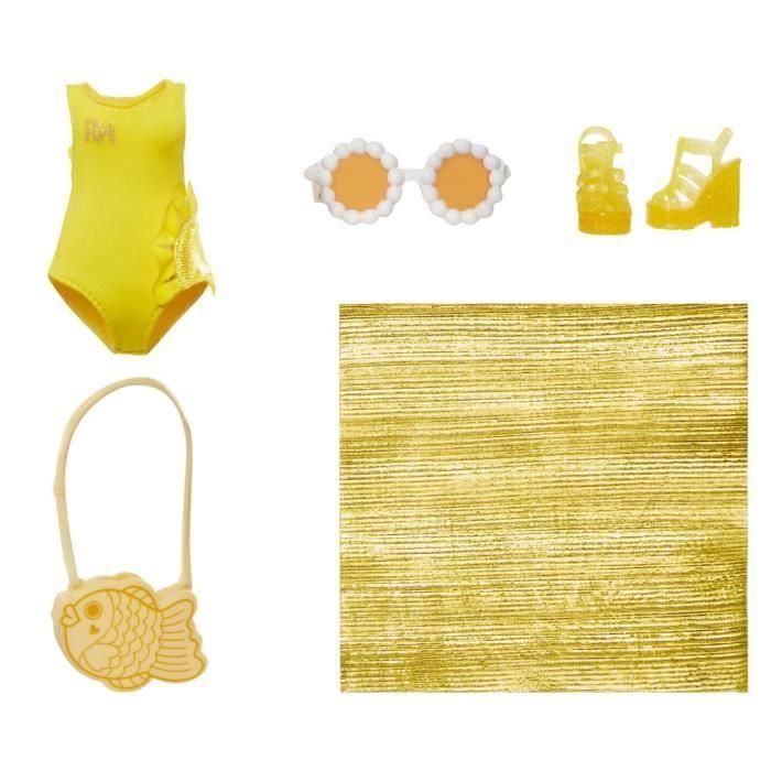 MGA Rainbow High 507284 Muñeca de Moda Sunny de la Colección 'Diversión Bajo el Sol' para Nadar con Traje de Baño y Pareo 4