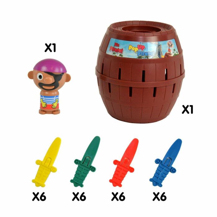 Bizak Tricky Salta Pirata - Clásico Juego de Habilidad Pop-up con 1 Pirata, 1 Barril, 24 Espadas, para Niños +3 Años 1 Bizak Tricky Salta Pirata - Clásico Juego de Habilidad Pop-up con 1 Pirata, 1 Barril, 24 Espadas, para Niños +3 Años 1
