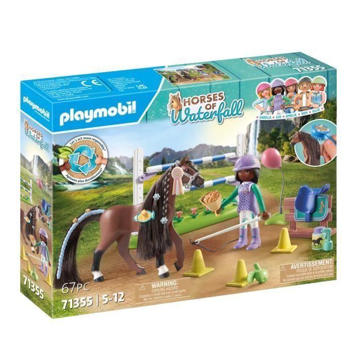 Playmobil PL71355 Set de Juego Zoe & Blaze con Carrera de Obstáculos - Caballos de la Cascada, con Obstáculos Modulares para Niños a partir de 5 años