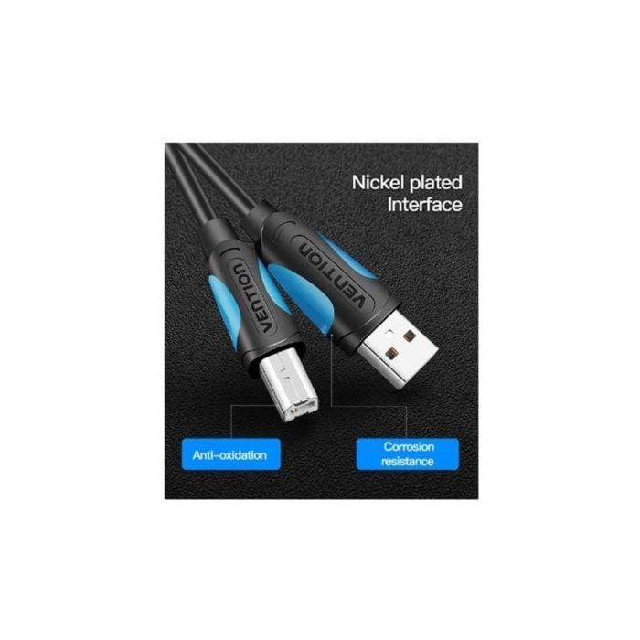 Cable USB 2.0 Impresora Vention VAS-A16-B500/ USB Tipo-B Macho - USB Macho/ 480Mbps/ 5m/ Negro 1