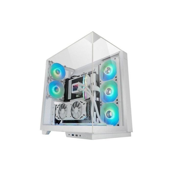 Mars Gaming MC3GFW Caja Torre Gaming Blanca Triple Cristal Templado 2 Ventiladores ARGB Montaje Vertical GPU ATX USB-C