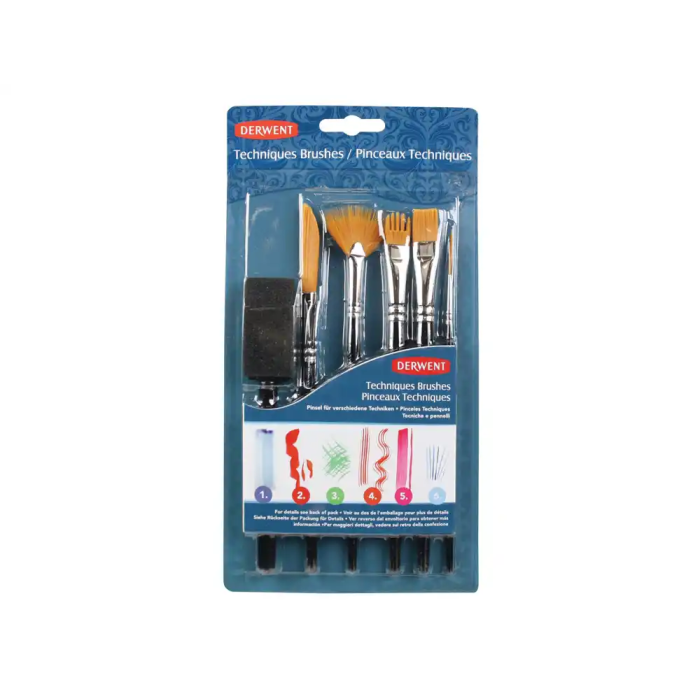 Derwent Pinceles Técnicos Set de 6 Unidades Surtidos para Pintura Artística 2 Derwent Pinceles Técnicos Set de 6 Unidades Surtidos para Pintura Artística 2