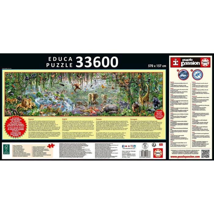 Puzzle Educa 16066.0 The Wild Life (FR) 33600 Piezas 570 x 157 cm 1