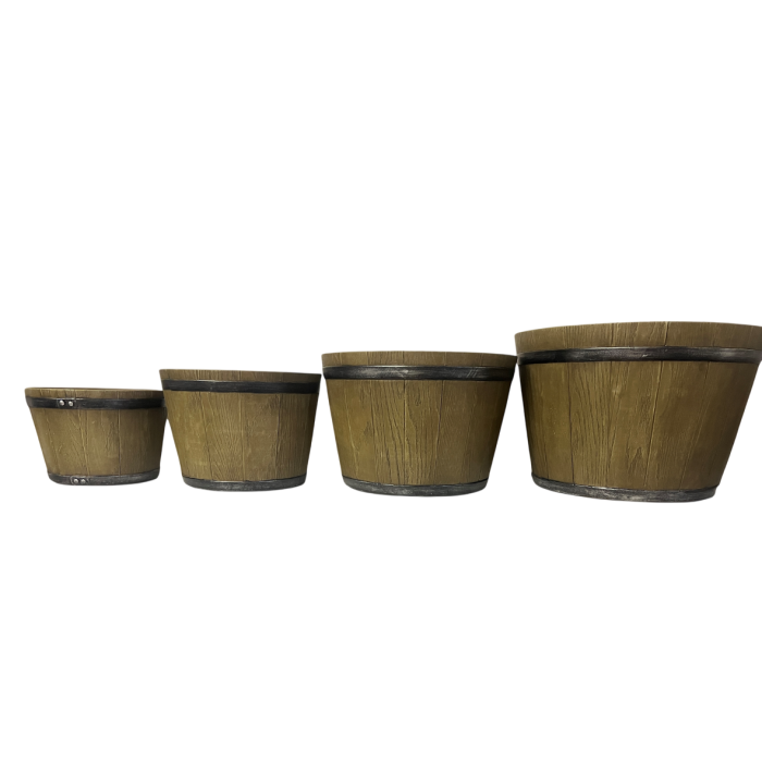 DKD Home Decor Macetero Cottage de Magnesia Marrón 53 x 35.5 x 53 cm - Set de 4 para Jardín y Terraza