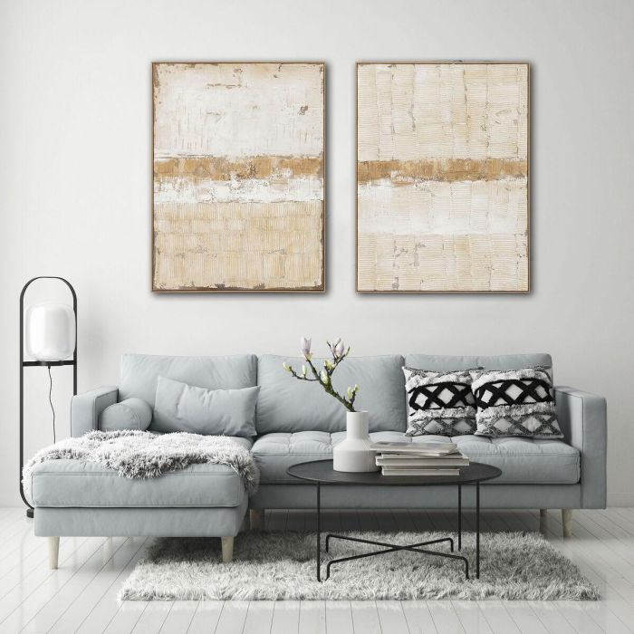 DKD Home Decor Cuadro Abstracto Urban Beige Blanco 92x122x4.5 cm - Pack 2 Unidades 1