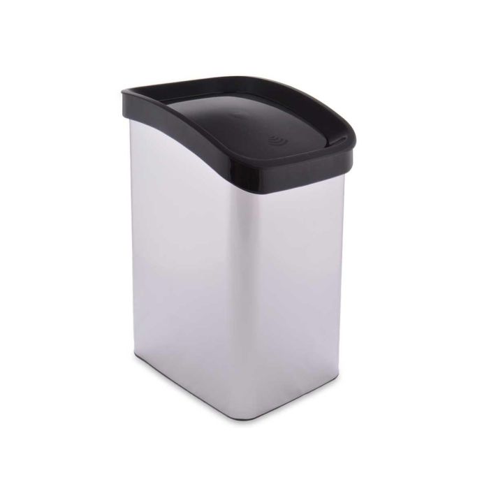 Papelera de plástico basculante plateada 12L Berilo 28x35x22 cm (6 Unidades) 1