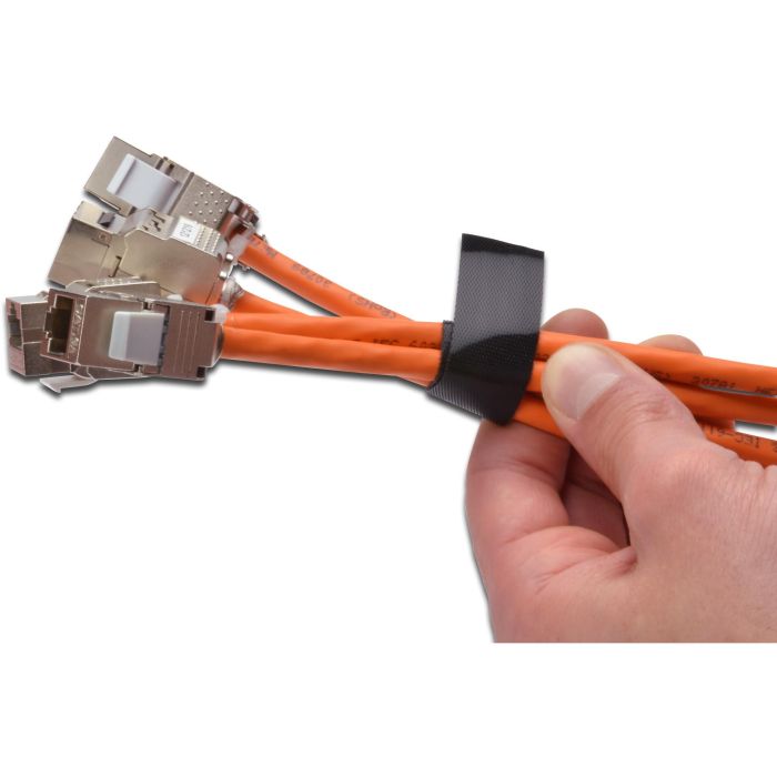 Digitus Cinta de gancho y bucle para cableado estructurado, 20mm ancho, 10m rollo, negro 2
