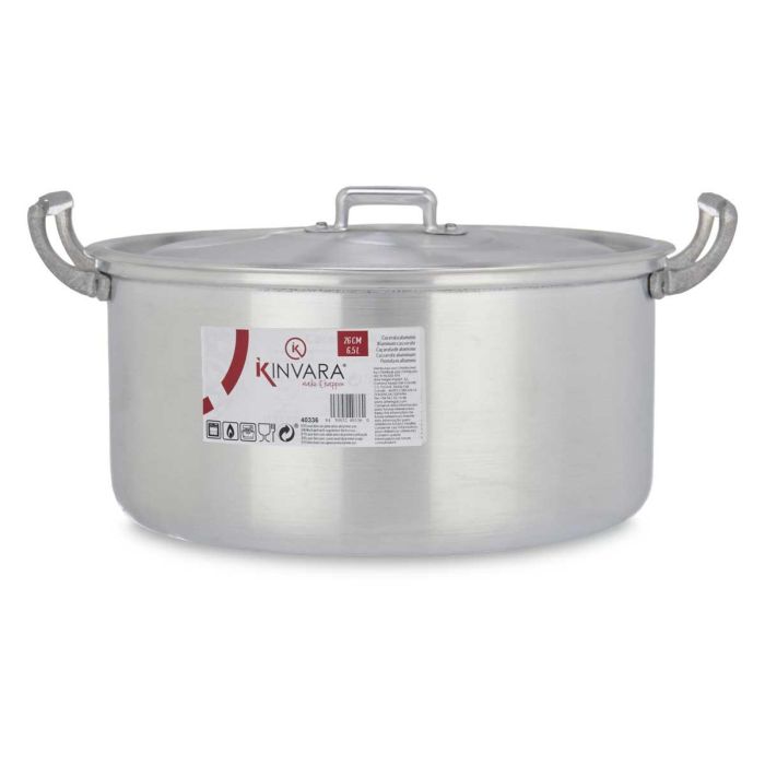Cacerola de Aluminio Kinvara 26 cm 6,5 L - Plata, Apto Gas/Horno/Lavavajillas (6 Unidades) 2 Cacerola de Aluminio Kinvara 26 cm 6,5 L - Plata, Apto Gas/Horno/Lavavajillas (6 Unidades) 2