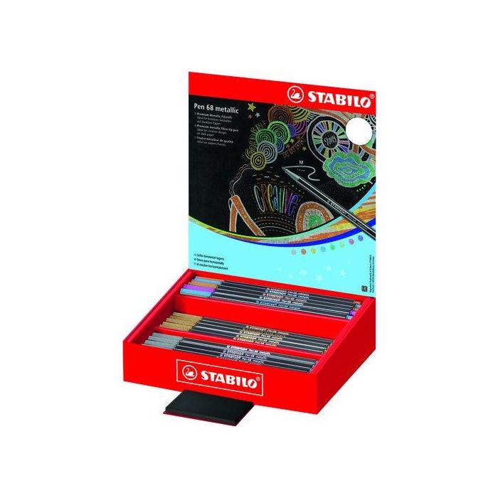 Rotulador Fibra Stabilo Pen 68 Metallic Expositor De 60 (15X Dorado, 15X Plata, 5X Cobre, 5X Azul Metalico, 5X Verde Metalico, 5X Lila Metalico, 5X Rosa Metalico, 5X Verde Claro Metalico )