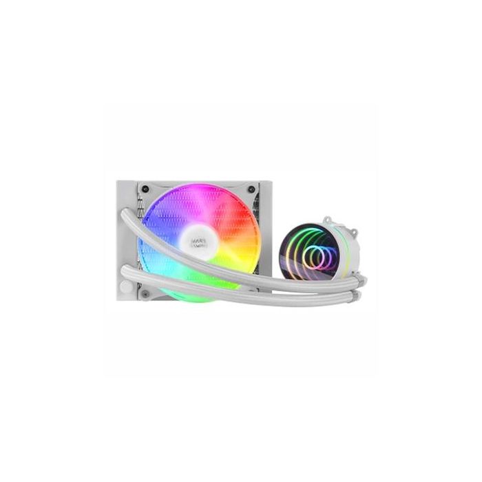 Mars Gaming MLONE120 Sistema de Refrigeración Líquida Blanco - Espejo Infinito FRGB, 200W TDP, Bomba OPTI-CHAMBER, Multi-Socket Universal