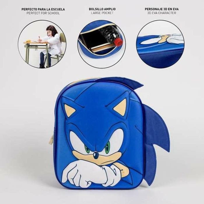 Mochila infantil 3D aplicaciones sonic 22.0 x 27.0 x 1.0 cm 2