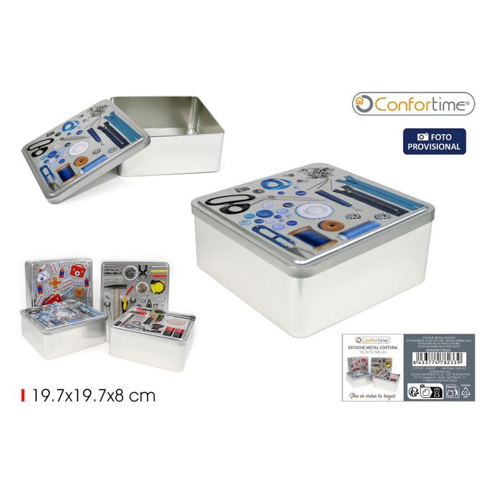 Estuche de metal para costura 19.7 x 19.7 x 8 cm - Inde (12 Unidades) Estuche de metal para costura 19.7 x 19.7 x 8 cm - Inde (12 Unidades)