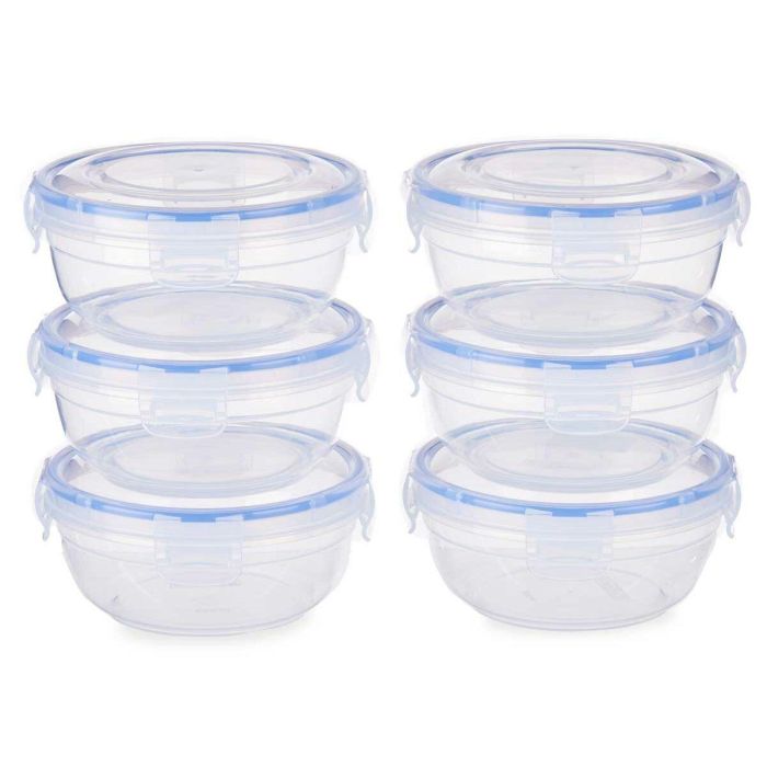 Set de Fiambreras Leknes 30502 Azul Transparente Plástico 800 ml 15,5 x 7,5 x 15,5 cm Hermético (8 Unidades) 2