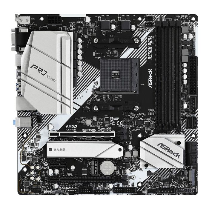 ASRock Placa Base AM4 B550M PRO4 Micro ATX para AMD Ryzen 3000 Series DDR4 1