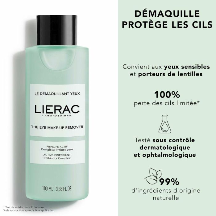 Lierac 4089A Desmaquillante de Ojos 100ml Líquido, 99% Natural, Elimina Maquillaje Waterproof y Larga Duración, Fortalece Pestañas 2