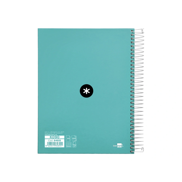 Antartik Cuaderno Espiral A5 Micro 120 Hojas 90gr Cuadro 5mm Banda 5 Color Menta 2
