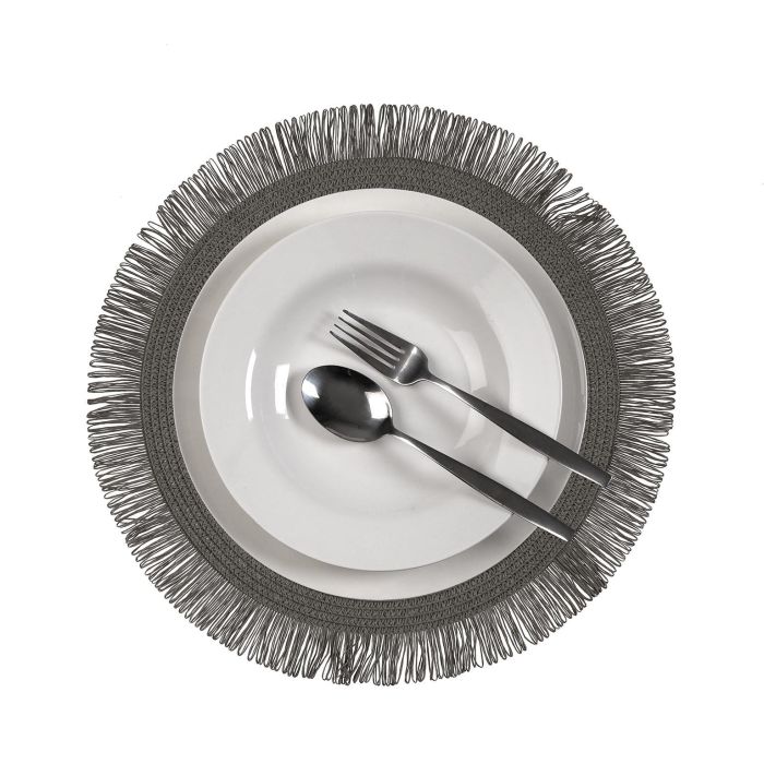Salvamantel Con Flecos Gris Versa (6 Unidades) 1 Salvamantel Con Flecos Gris Versa (6 Unidades) 1
