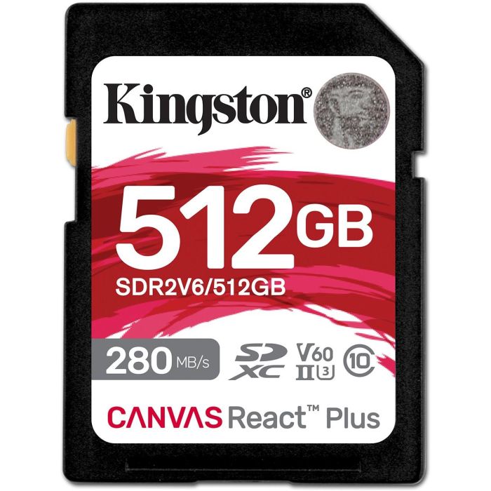 Kingston Canvas React Plus 512GB SDXC Clase 10 UHS-II U3 V60, 280MB/s Lectura, 150MB/s Escritura 0 Kingston Canvas React Plus 512GB SDXC Clase 10 UHS-II U3 V60, 280MB/s Lectura, 150MB/s Escritura 0