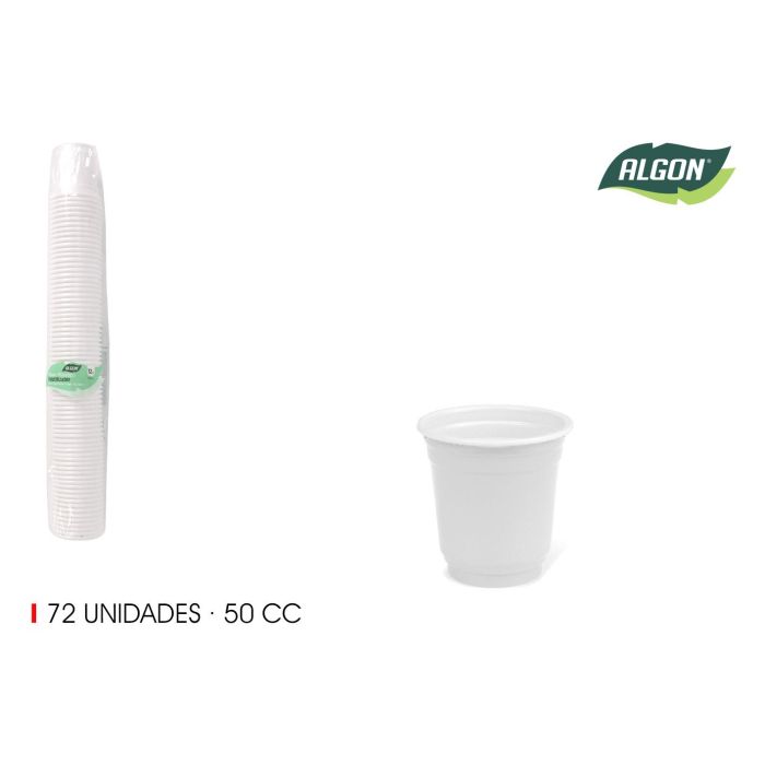 Set de 72 vasos chupito de plástico 50 cc - Algon (18 Unidades) Set de 72 vasos chupito de plástico 50 cc - Algon (18 Unidades)