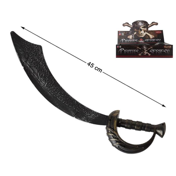 Espada Pirata Metalizada Curva De 45 cm Con Empuñadura Dorada para Disfraces