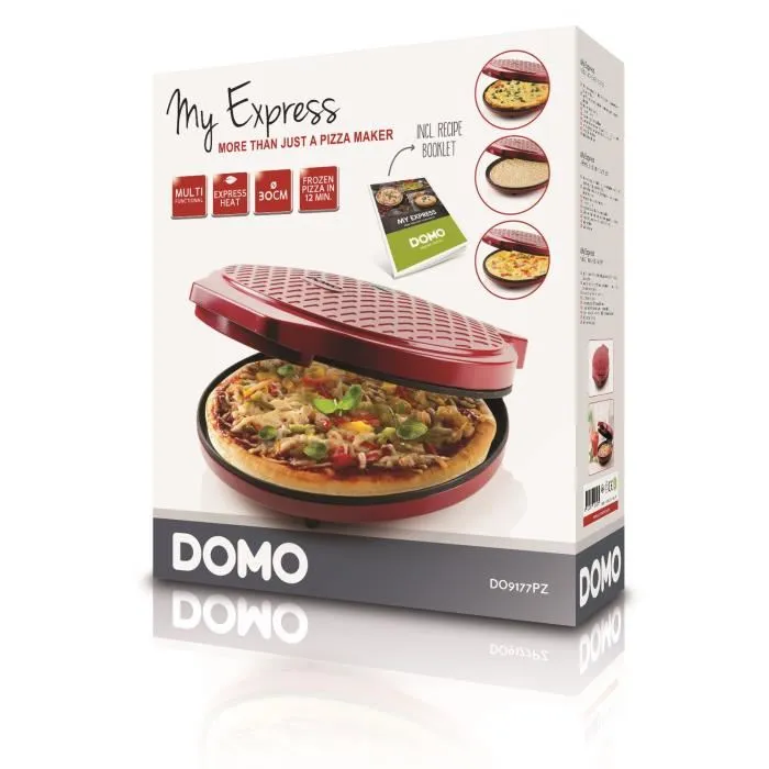 Domo Horno de Pizza Eléctrico DO9177PZ Rojo 1450W Diámetro 30 cm Ideal para Pizzas Tortillas Quiches 3