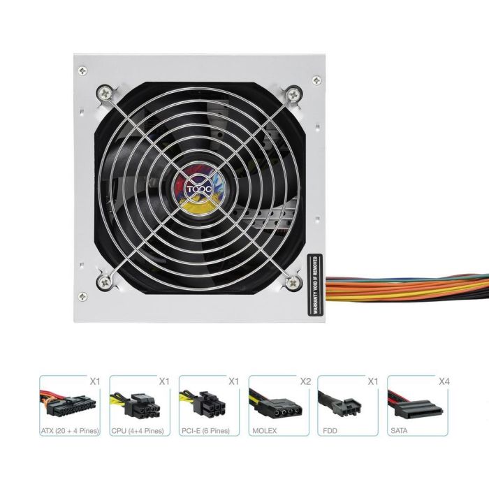 TooQ TQAPOLO-550SP Fuente de Alimentación PC 550W ATX 20+4 pines, PFC Activo, 78% Eficiencia, Ventilador 12cm, Plata 3
