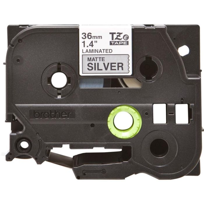 BROTHER Cinta laminada Plata mate / negro (Metalica) 36mm