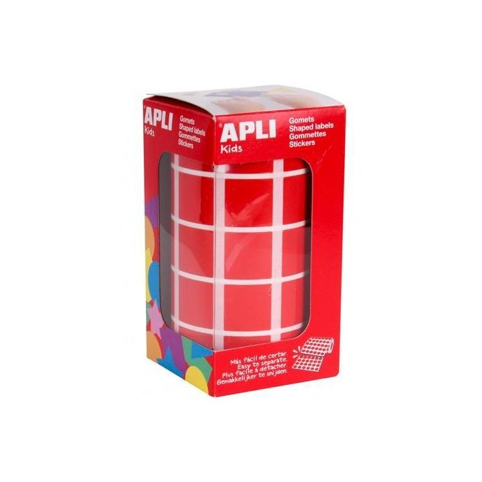 Apli Gomets Cuadrados 20 mm Rollo Rojo -Rollo 1770 Unidades-