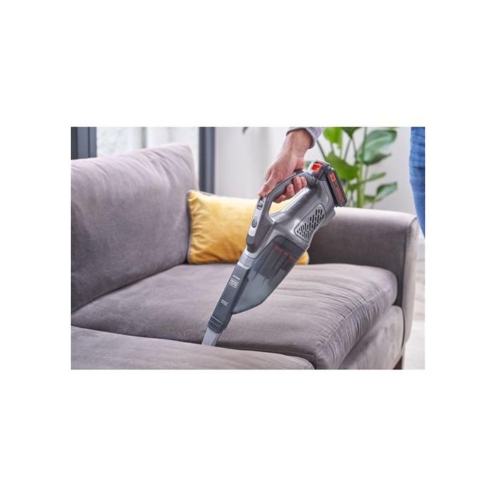 Black+Decker Aspirador de Mano con Batería Externa 18V 1.5Ah Litio, Depósito 500ml, Filtro Lavable, Boquilla Estrecha Incluida 2