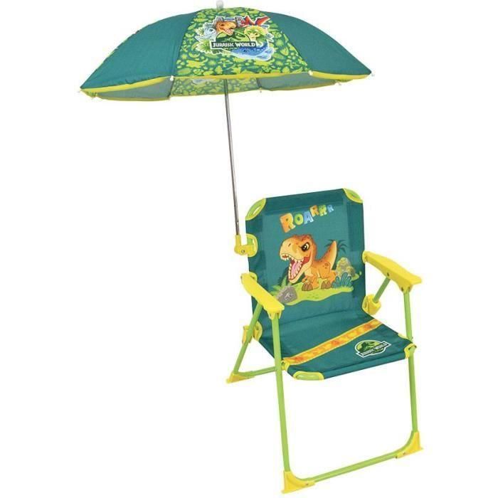 FUN HOUSE JURASSIC WORLD Silla plegable de camping dinosaurio - H.38.5 x W.38.5 x D.37.5 cm - Con parasol ø 65 cm - Para niños 1 FUN HOUSE JURASSIC WORLD Silla plegable de camping dinosaurio - H.38.5 x W.38.5 x D.37.5 cm - Con parasol ø 65 cm - Para niños 1
