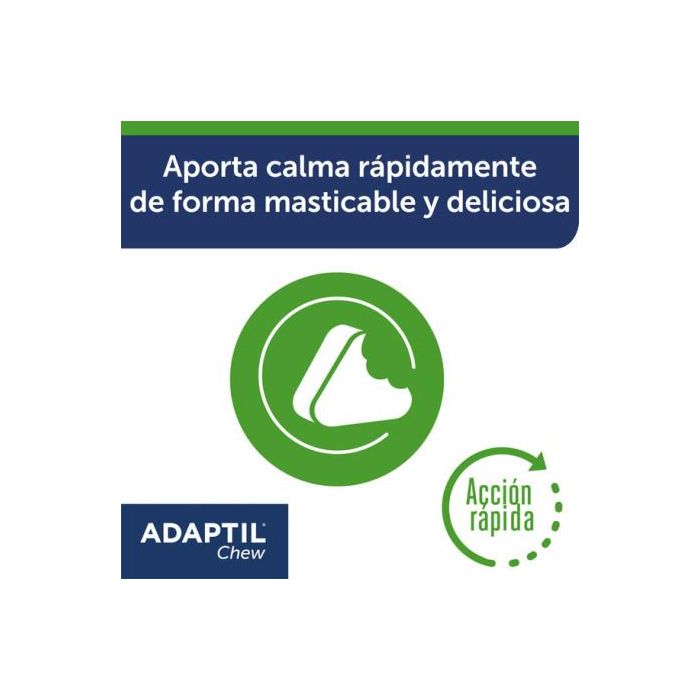Adaptil Chews para Perros Ansiosos y Estresados - 30 Comprimidos Masticables Blandos con Calostro y Triptófano, Sabor Delicioso