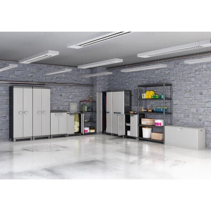 Keter Armario de Almacenamiento Lineal Alto - 3 Estantes Ajustables, Cierre - 68x39x173 cm - Negro/Gris 1