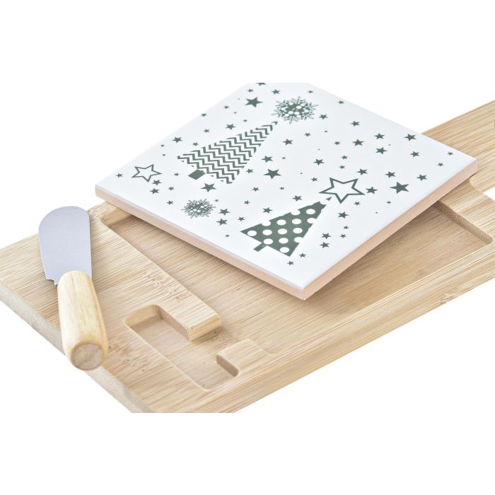 Tabla Aperitivo Navidad Tradicional DKD Home Decor Verde Blanco 11.8 x 1.5 x 21.5 cm Set de 3 1