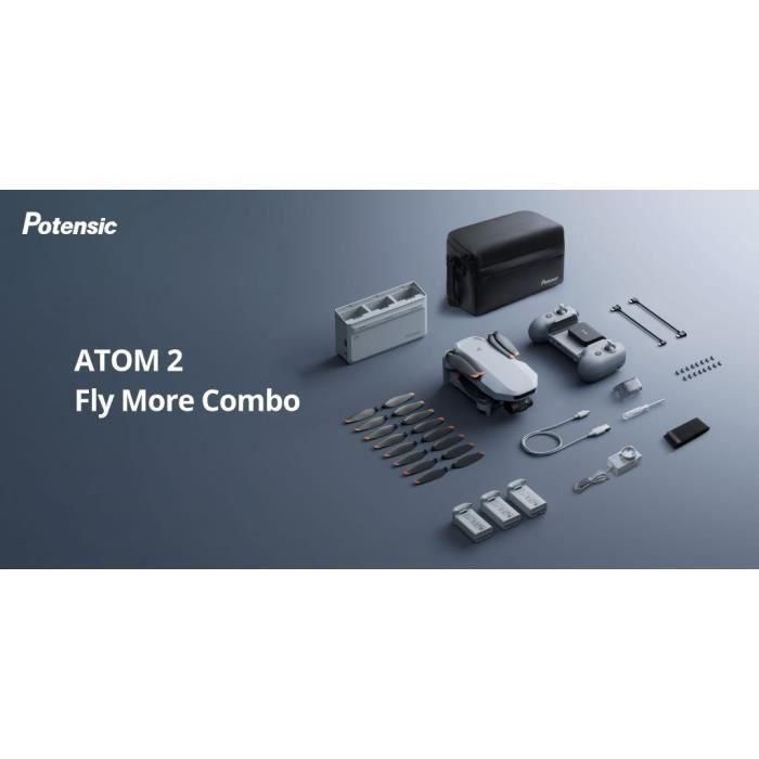 Dron - POTENSIC - ATOM 2 - Combo Fly More - Cámara HD/4K - GPS integrado - Tiempo de vuelo de 15 a 25 minutos - Alcance de 300 metros 1 Dron - POTENSIC - ATOM 2 - Combo Fly More - Cámara HD/4K - GPS integrado - Tiempo de vuelo de 15 a 25 minutos - Alcance de 300 metros 1