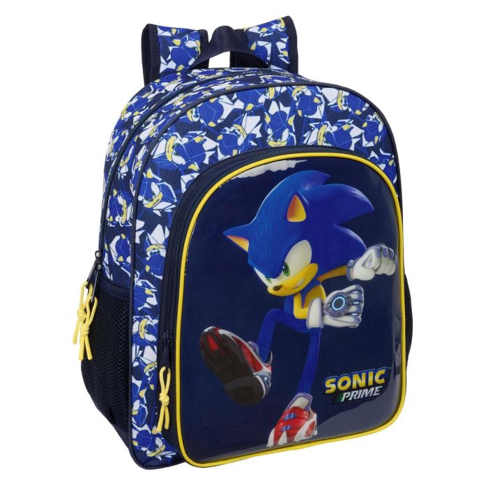 Mochila Escolar Sonic City Azul 32 x 38 x 12 cm