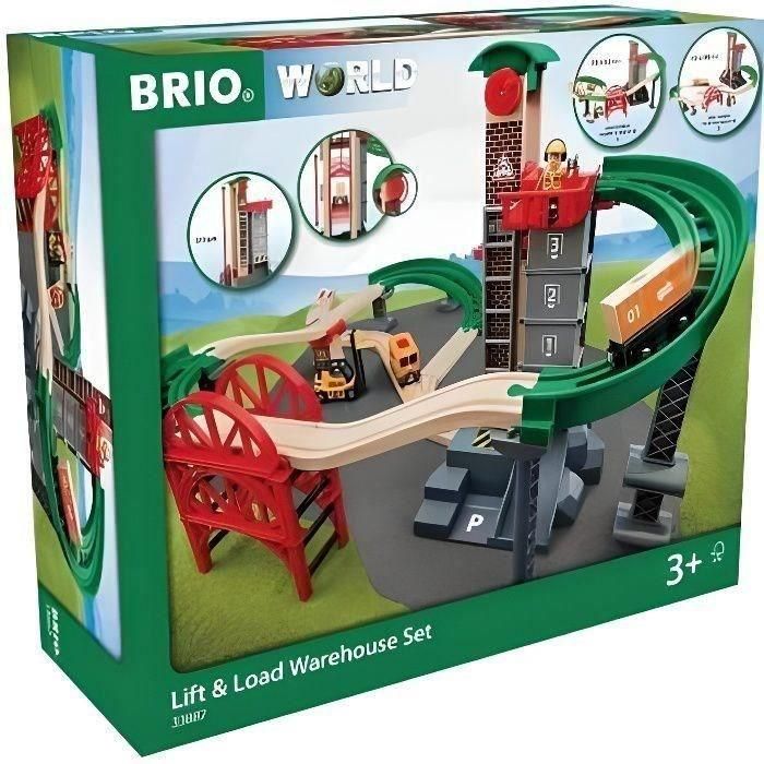 Plataforma Multimodal Brio World Grand Circuit - Caja 32 piezas - Circuito de trenes de madera - Ravensburger - A partir de 3 años - 33887