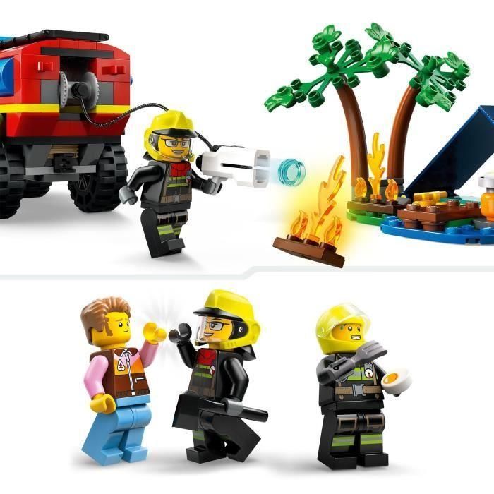 Lego Juego de Construcción Camión de Bomberos 4x4 con Barco de Rescate Lego City para +5 años 3