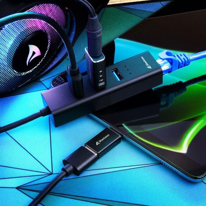 Sharkoon 4044951037575 Base para Portátil y Replicador de Puertos Inalámbrico, Conexión Host USB 3.2 Gen 1 Tipo C, Puertos USB 3.2 Gen 1 Tipo A, Color Negro, Material Aluminio 2 Sharkoon 4044951037575 Base para Portátil y Replicador de Puertos Inalámbrico, Conexión Host USB 3.2 Gen 1 Tipo C, Puertos USB 3.2 Gen 1 Tipo A, Color Negro, Material Aluminio 2