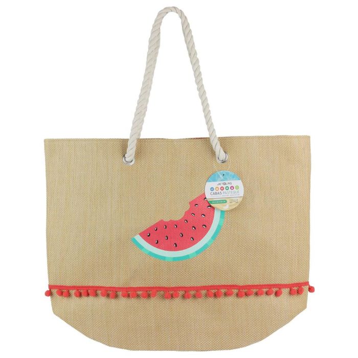 Jet Lag Bolsa Capazo Sandía Papel y Poliéster con Asas de Cuerda Ilustración Verano 50x20x38cm 1