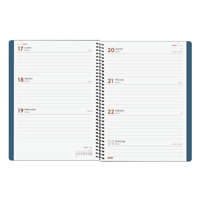 Agenda 2025 Basic My E10 155X212Mm Semana Vista Horizontal Azul Finocam 743501025 4