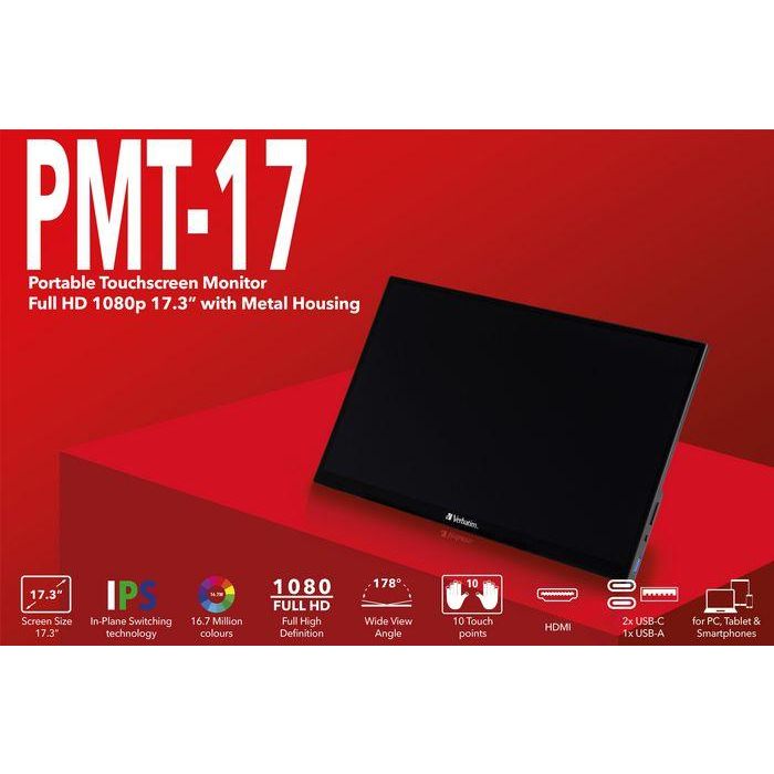 Monitor Portátil Táctil Verbatim PMT-17 17.3"/ Full HD/ Multimedia/ Negro 5 Monitor Portátil Táctil Verbatim PMT-17 17.3"/ Full HD/ Multimedia/ Negro 5