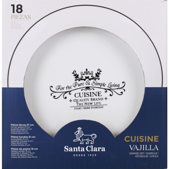 Santa Clara Vajilla Redonda "Cuisine" 18 Piezas (2 Unidades) 1 Santa Clara Vajilla Redonda "Cuisine" 18 Piezas (2 Unidades) 1
