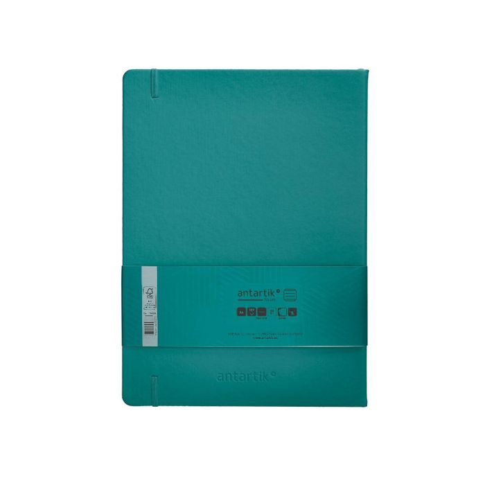 Cuaderno Con Gomilla Antartik Notes Tapa Dura A4 Hojas Rayas Verde Aguamarina 100 Hojas 80 gr Fsc 2