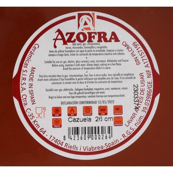 Azofra Cazuela Vitro 26 cm (6 Unidades)